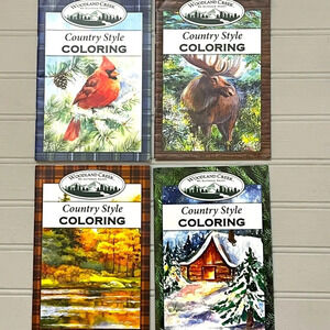 Woodland Creek Country Style Adult Coloring Books Nature Wildlife NWOT‎